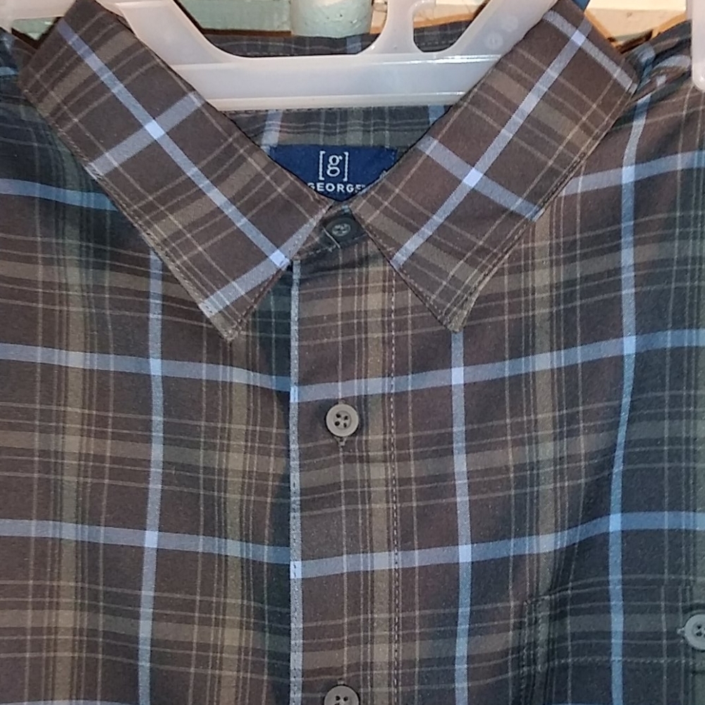 Mens XXL XL 46/48 Button Down Plaid Shirt
